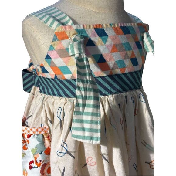 Matilda Jane Platinum Girls Dress Sz 4 Scissors Print Adjustable Tie Waist Limit - Picture 5 of 9
